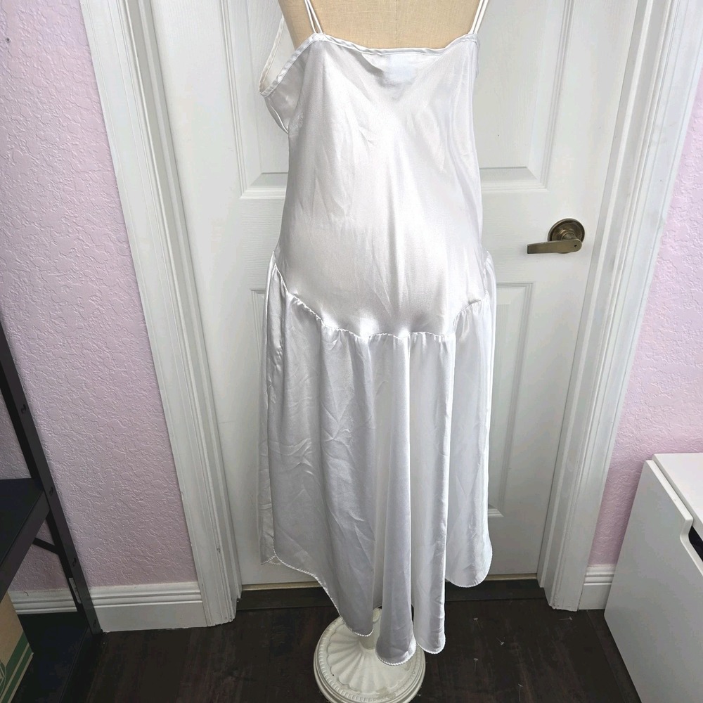 California Dynasty Vtg Satin Nightgown Size L Silky Gown‎ White Bridal Lingerie - Picture 4 of 10